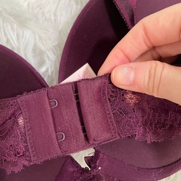 Women Victoria's Secret Underwired Lace Push Up Bra in Dark Magenta Size 32DD - Picture 7 of 12